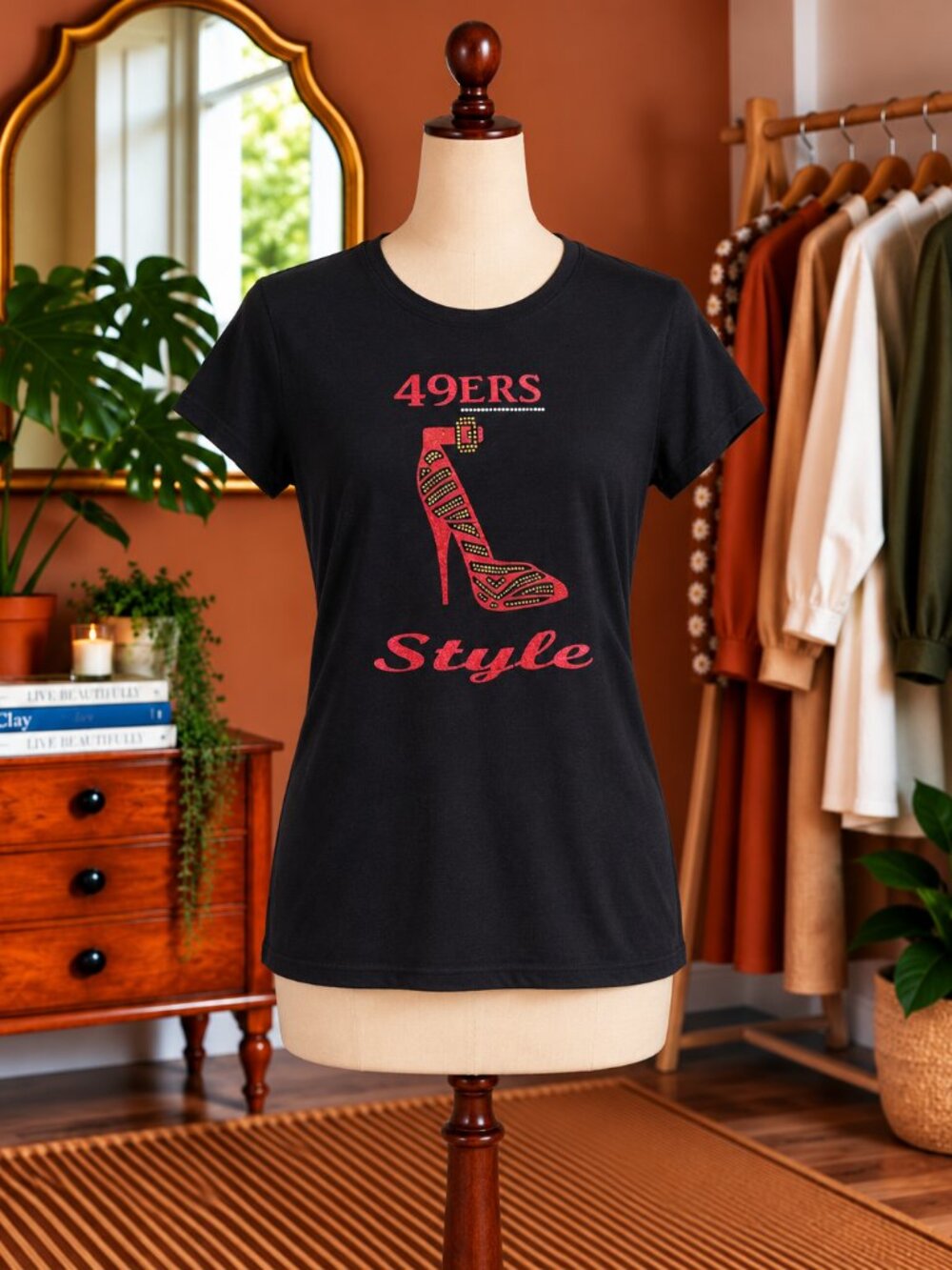 49ERS Style Graphic Tee - Black with Red Print
